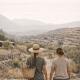 Two women walking along a path in rural southern Spain