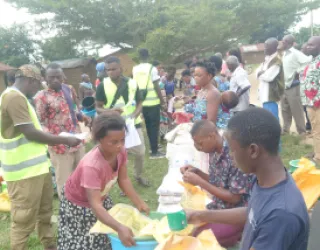 PEACE Foundation relief aid to displaced communities in western Uganda. PEACE Foundation donating food and non food items to community members affected by flooding, landslides and displacement in western Uganda. This is done in light of the fair share permaculture principle which informs the Foundations humanitarian and development emperative and values.